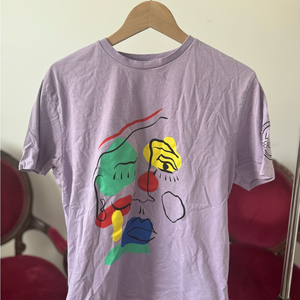 Concert Tee Life Is Beautiful Event Abstract Face Graphic T-Shirt - Purple